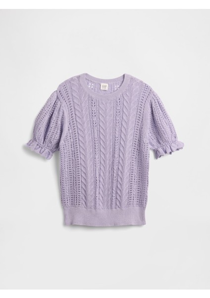 Kız Çocuk Mor Şişkin Kol Bluz