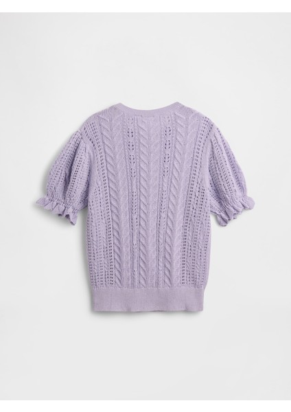 Kız Çocuk Mor Şişkin Kol Bluz modelleri