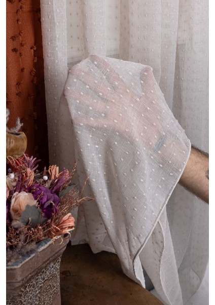 Keten Evrim Bej 1/3 Sık Pileli Ütü Istemez Kırışmaz Yeni Sezon Salon Oda Tül Perdesi