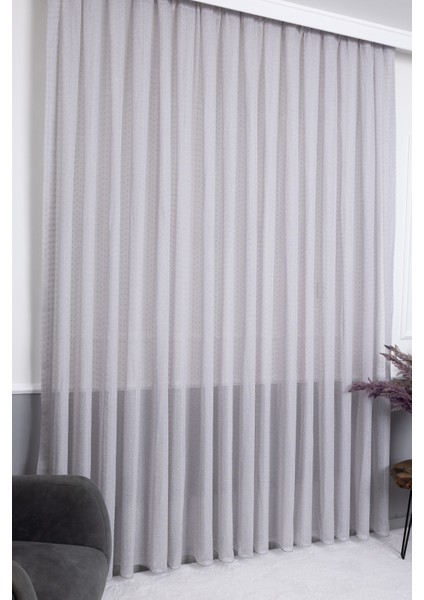 Keten Evrim Gri 1/2.5 Normal Pileli Ütü Istemez Kırışmaz Yeni Sezon Salon Oda Tül Perdesi