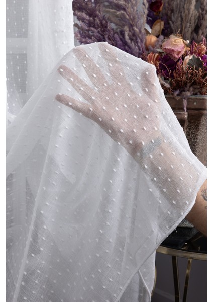 Keten Evrim Ekru 1/2.5 Normal Pileli Ütü Istemez Kırışmaz Yeni Sezon Salon Oda Tül Perdesi