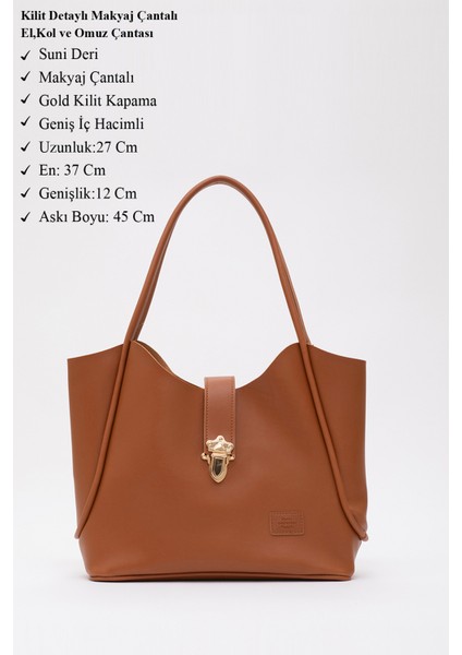 Taba SHK126 Suni Deri Kilit Detaylı Makyaj Çantalı El,kol ve Omuz Çantası modelleri