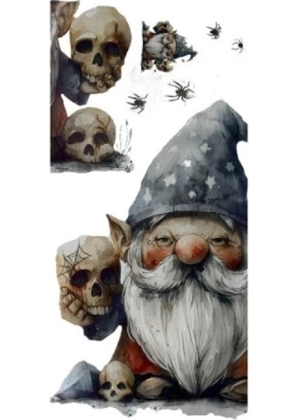 Gotik Cüce ve Kafatası Duvar Sticker Seti