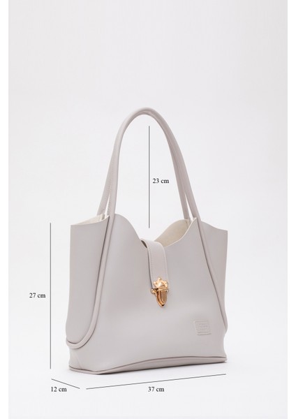 Gri SHK126 Suni Deri Kilit Detaylı Makyaj Çantalı El,kol ve Omuz Çantası fiyatları