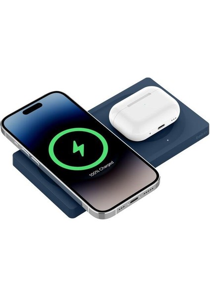 WIZ019VFBL-APL Boostcharge Pro 2‑in‑1 Magsafe 15W Kablosuz Şarj Standı - Mavi modelleri