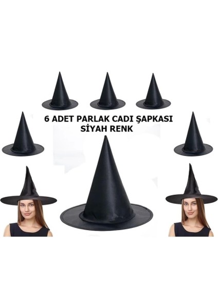 Halloween Cadı Şapkası Yetişkin ve Çocuk Uyumlu 6 Adet