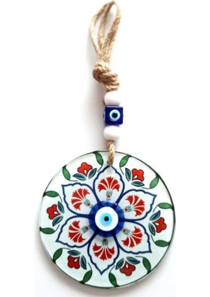 Karanfil Desenli Nazar Boncuklu Füzyon Cam Duvar Süsü fiyatları