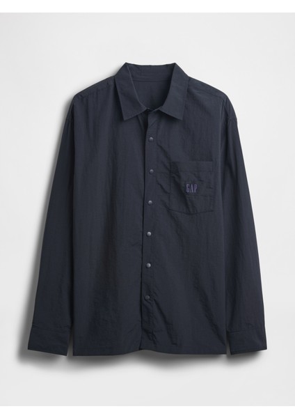 Erkek Lacivert 100% Geri Dönüştürülmüş Oversized Naylon Gömlek fiyatları