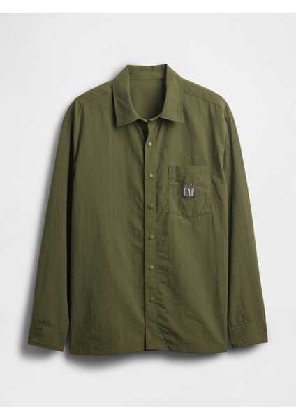 Erkek Yeşil 100% Geri Dönüştürülmüş Oversized Naylon Gömlek fiyatları