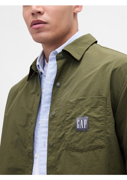 Erkek Yeşil 100% Geri Dönüştürülmüş Oversized Naylon Gömlek modelleri