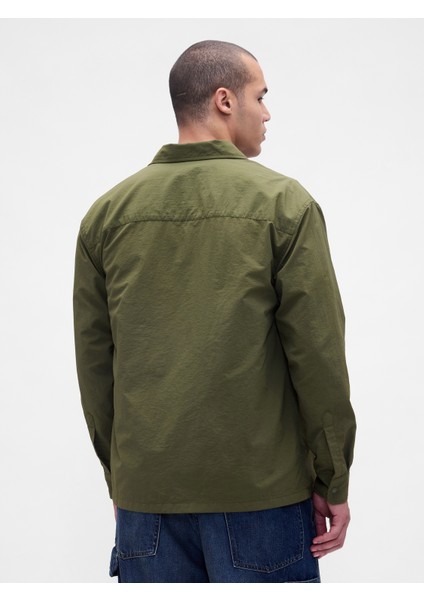 Erkek Yeşil 100% Geri Dönüştürülmüş Oversized Naylon Gömlek fırsatları