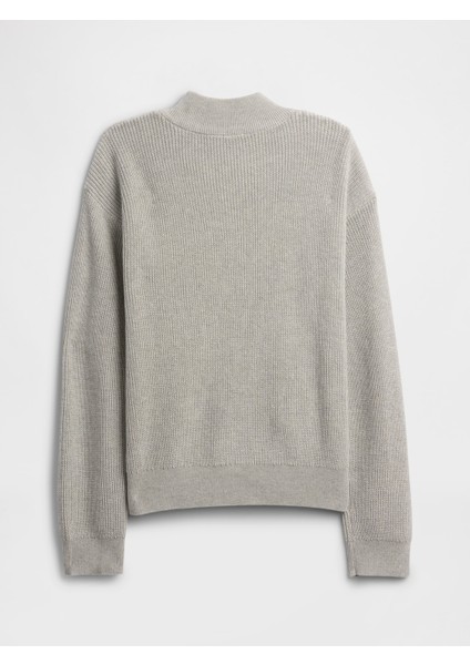 Erkek Çocuk Gri Yarım Fermuarlı Kazak modelleri