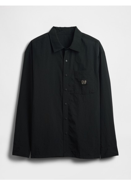 Erkek Siyah 100% Geri Dönüştürülmüş Oversized Naylon Gömlek fiyatları
