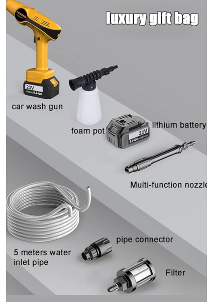 Araç Yıkama Makinesi Şarjlı 1200 Mah Batarya Hayvan Yıkama, Bahçe Sulama Makinesi PR-AC96 Huracan modelleri