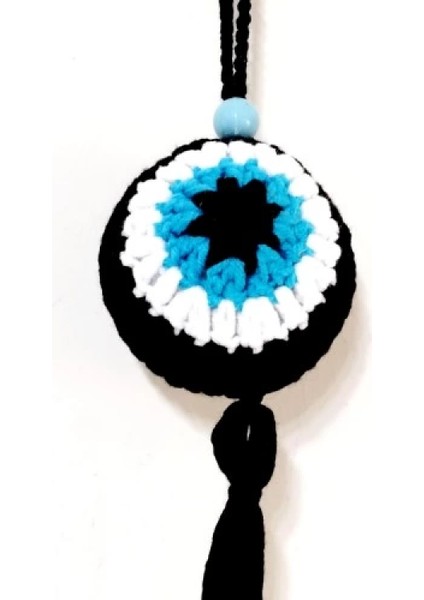 Nazar Boncuğu Desenli Püsküllü Orlon Ipten Siyah Araba Süsü fiyatları