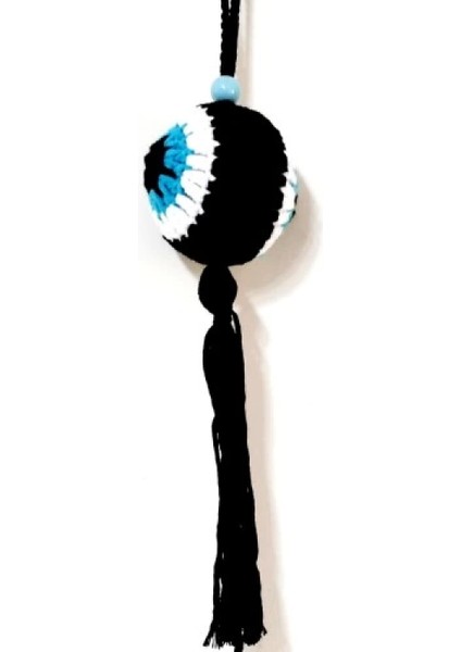 Nazar Boncuğu Desenli Püsküllü Orlon Ipten Siyah Araba Süsü modelleri