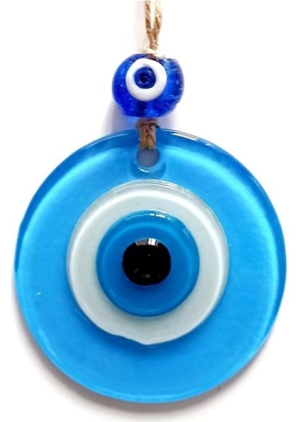 Nazar Boncuklu Bebek Mavisi Renginde Mini Duvar Süsü Dekoratif Hediyelik Cam Eşya