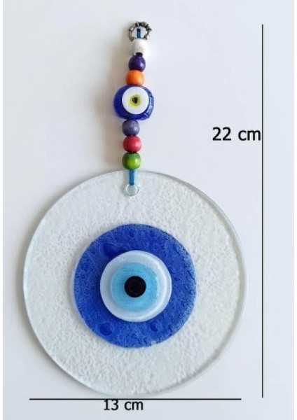 Mavi Nazar Boncuklu El Yapımı Şeffaf Cam Duvar Süsü fiyatları
