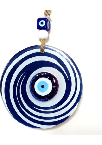 Nazar Boncuklu Lacivert ve Beyaz Renkli Füzyon Cam Duvar Süsü fiyatları