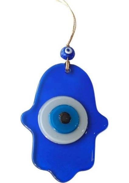 Nazar Boncuklu Şeffaf Mavi Fatma Ana Bereket Eli Cam Duvar Süsü