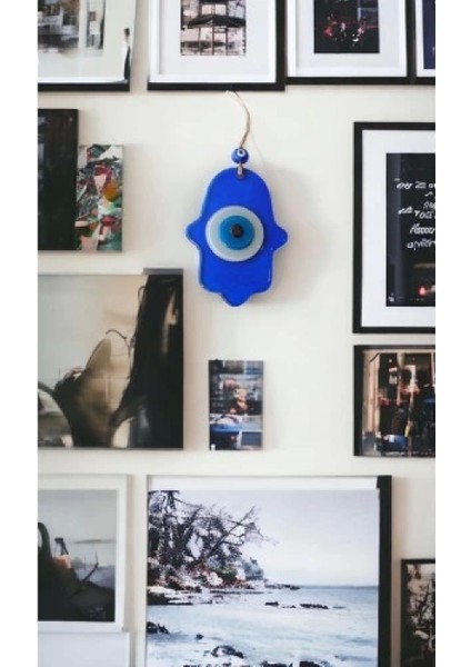 Nazar Boncuklu Şeffaf Mavi Fatma Ana Bereket Eli Cam Duvar Süsü modelleri