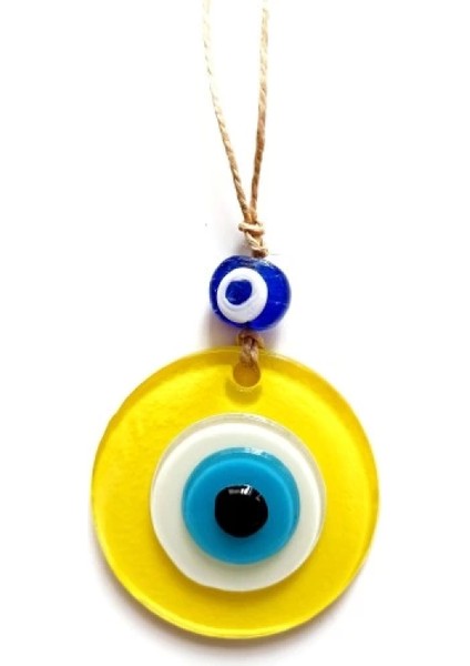 Nazar Boncuklu Sarı Renk Mini Duvar Süsü Dekoratif Hediyelik Cam Eşya fiyatları