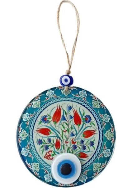 Nazar Boncuklu Lale Desenli Füzyon Cam Duvar Süsü fiyatları