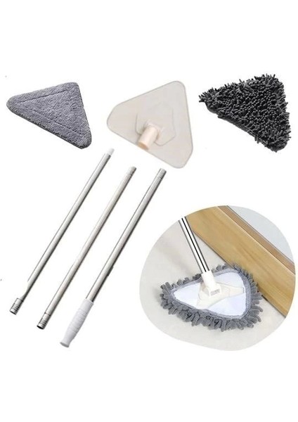 Buğz Teleskopik Saplı 150 cm Üçgen Mop Cam Duvar Tavan Fayans Parke Temizleyici Mop