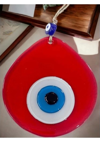 Orta Boy Şeffaf Kırmızı Damla Desen Nazar Boncuklu Duvar Dekoru Cam Duvar Süsü indirimleri