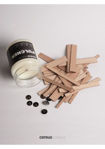 Ahşap Mum Fitili 7mm x 100mm x 1.2mm - 15 Adet | Yüksek Koku Performansı, Şömine Etkisi, Kişiye Özel Markalama