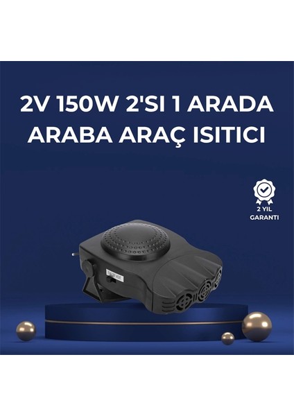 Buğz 3'ü 1 Arada Araç Içi Isıtıcı Fan | 12V Prizli, Buz Çözücü, Temiz Hava ve Hızlı Isıtma Özellikli