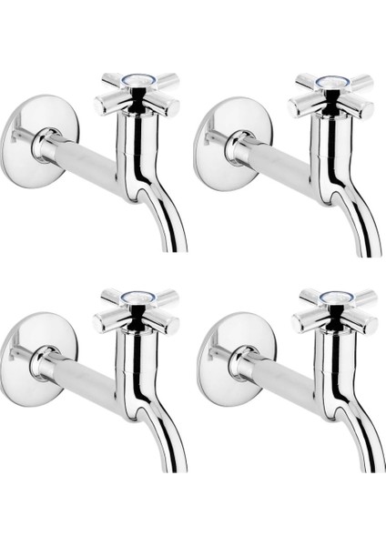 Buğz 4lü Artı Aç Kapa 4 Kollu Krom Çevirveli Musluk Duvardan Tek Girişli