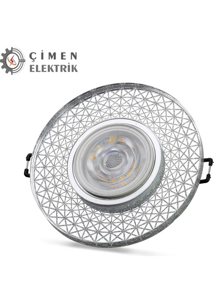 Buğz Noas YL65 1767 Iris LED Çerçeveli 4000K Yuvarlak Kristal Cam Spot Kasa - Priz ve Anahtar Için Uyumlu Çerçeve