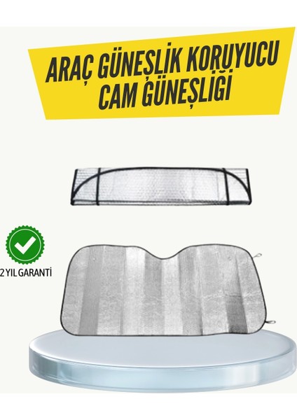 Buğz Metalize Reflektörlü Katlanabilir Araç Güneşliği – Yüksek Performanslı Isı ve Uv Koruması