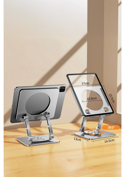 Masaüstü Metal Tablet & Telefon Standı 360° Dönebilir, Mıknatıslı, Katlanabilir fırsatları