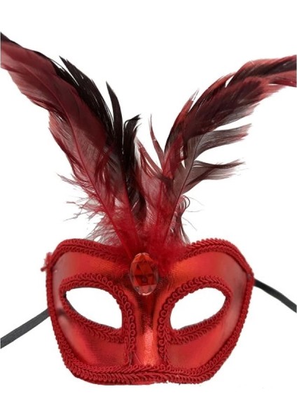 Rugan Kaplama Kırmızı Tüylü Parti Maskesi fiyatları