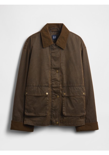 Kadın Kahverengi Waxed Canvas Ahır Ceket fiyatları