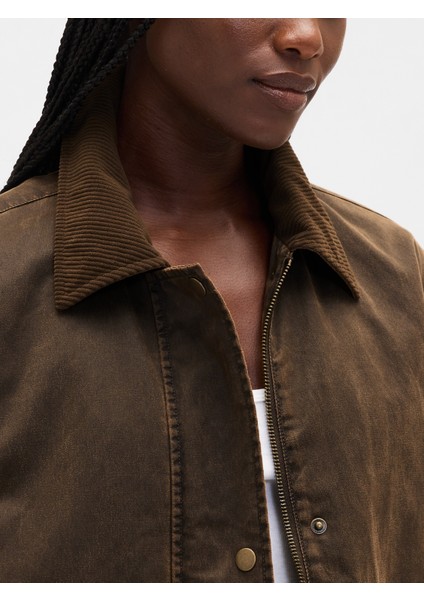 Kadın Kahverengi Waxed Canvas Ahır Ceket modelleri
