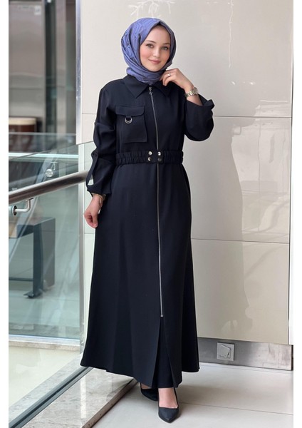 Nuss 2001 Tam Boy Fermuarlı Elbise