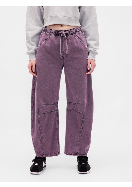 Kadın Mor Mid Rise Ultrasoft Kolay Horseshoe Jean Pantolon