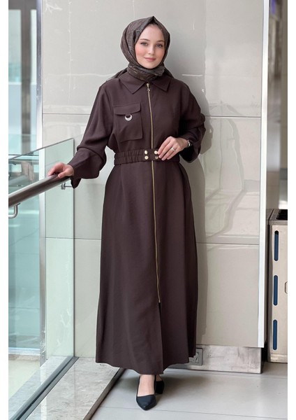 Nuss 2001 Tam Boy Fermuarlı Elbise