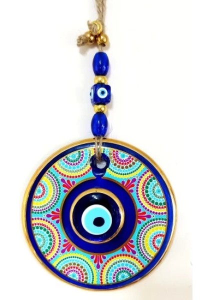 Yaldızlı Çift Taşlı Nazar Boncuklu Rengarenk Duvar Süsü fiyatları