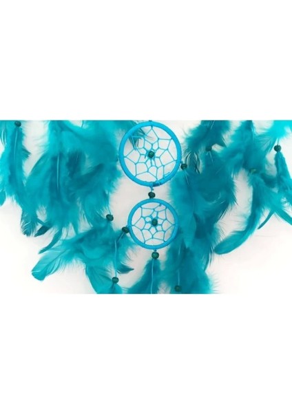 Turkuaz Rengi Kuş Tüylü Boncuklu Düş Kapanı El Yapımı Duvar Süsü fiyatları