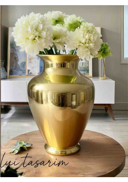 Gold Avrupa Tarz Dekarasyon Cam Xl Boy 31 cm Linda Vazo fiyatları