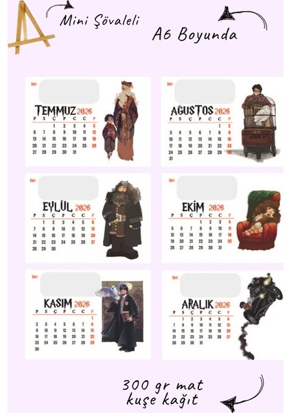 Harry Potter Tasarımlı Şövale Masa Takvimi 2026 modelleri
