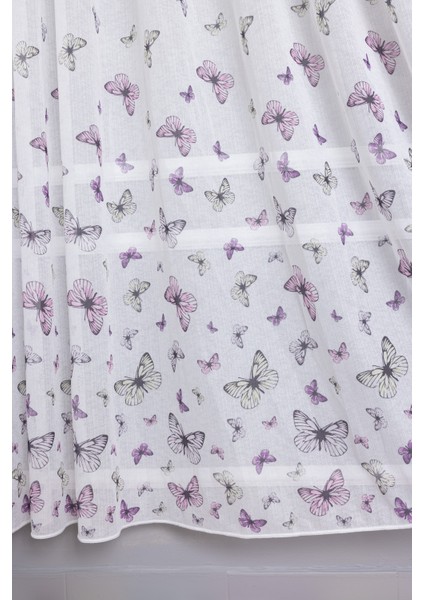 Mor Kelebekli 1/2.5 Normal Pileli Ütü Istemez Yeni Sezon Çocuk Oda Tül Perdesi fırsatları