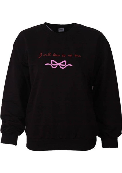Siyah Kadın Sweatshirt Kurdele