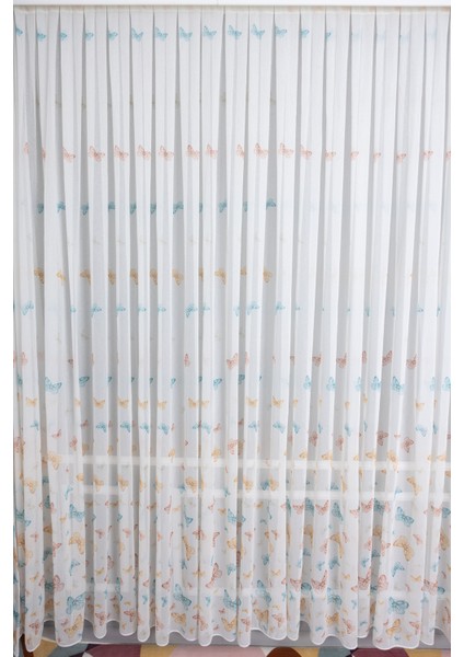 Renkli Kelebekli 1/2.5 Normal Pileli Ütü Istemez Yeni Sezon Çocuk Oda Tül Perdesi fiyatları