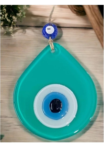 Orta Boy Açık Yeşil Damla Desen Nazar Boncuklu Duvar Dekoru Cam Duvar Süsü indirimleri