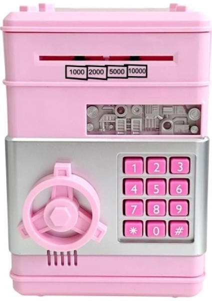 Şifreli Otomatik Kağıt Para Alan Atm Pembe Kumbara